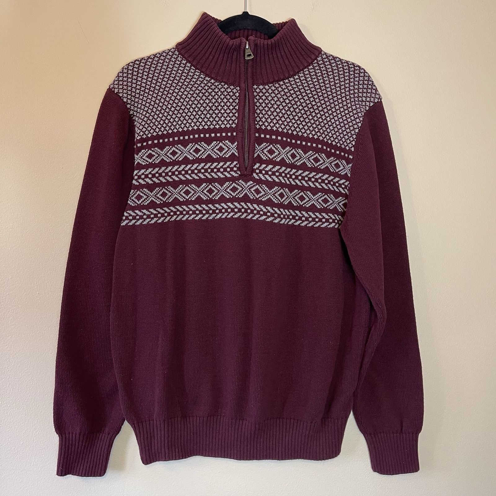 Original Weatherproof Vintage The Holiday Sweater Men's Large 1/4 Zip Pullover